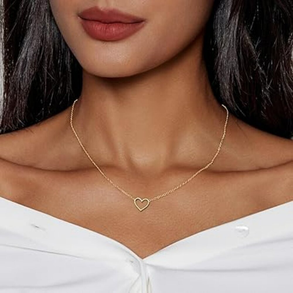 Heart Necklace Gold Plated Tiny Heart Pendant Choker Necklace Dainty Trendy